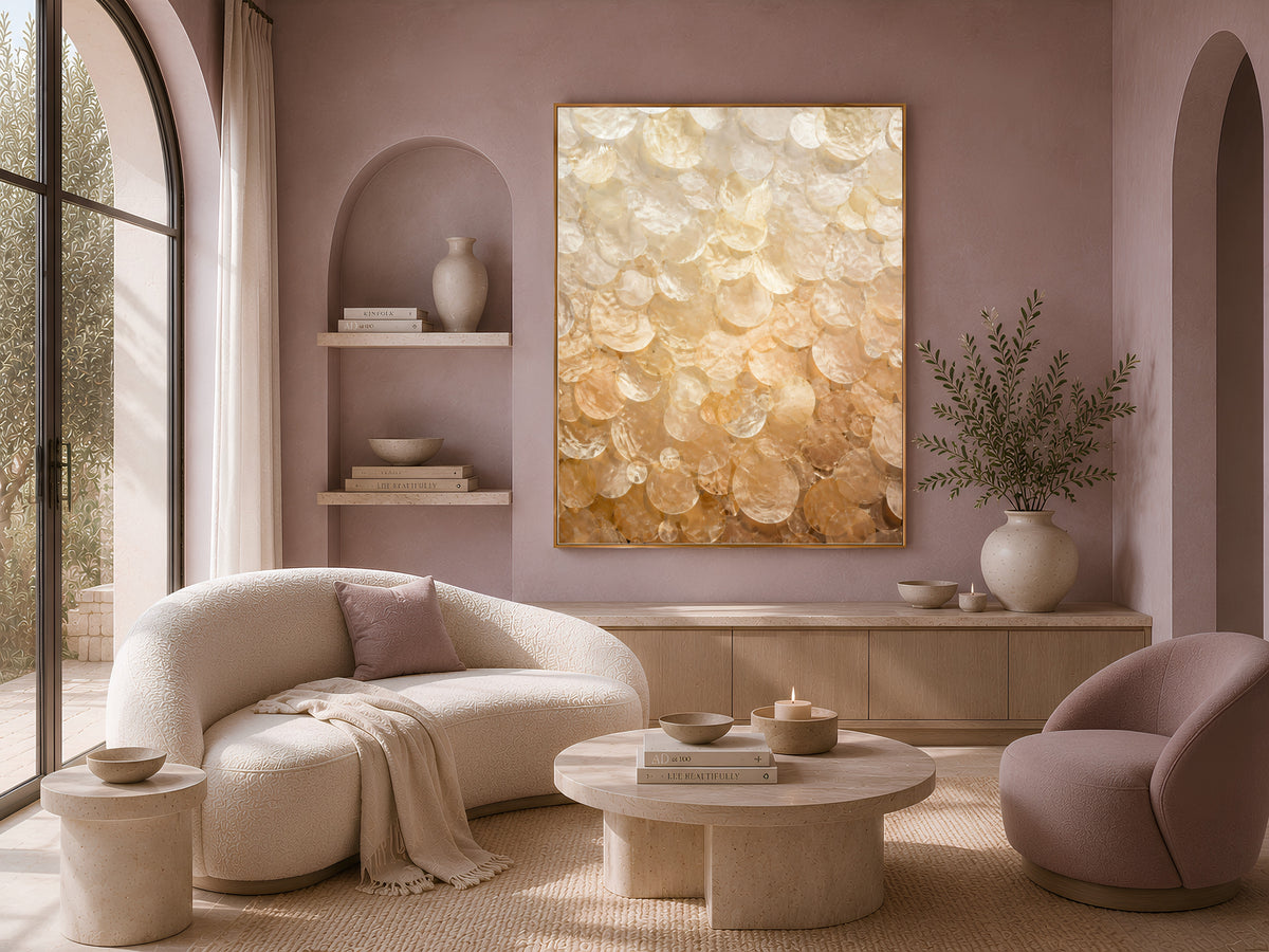 Amber Capiz Shell Wall Art, Earth Tone Ombre Print - Digital Download
