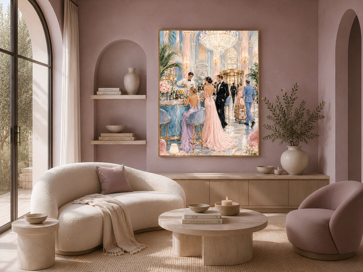 Grand Hotel Lobby Wall Art, Old Money Aesthetic Print - Digital Download