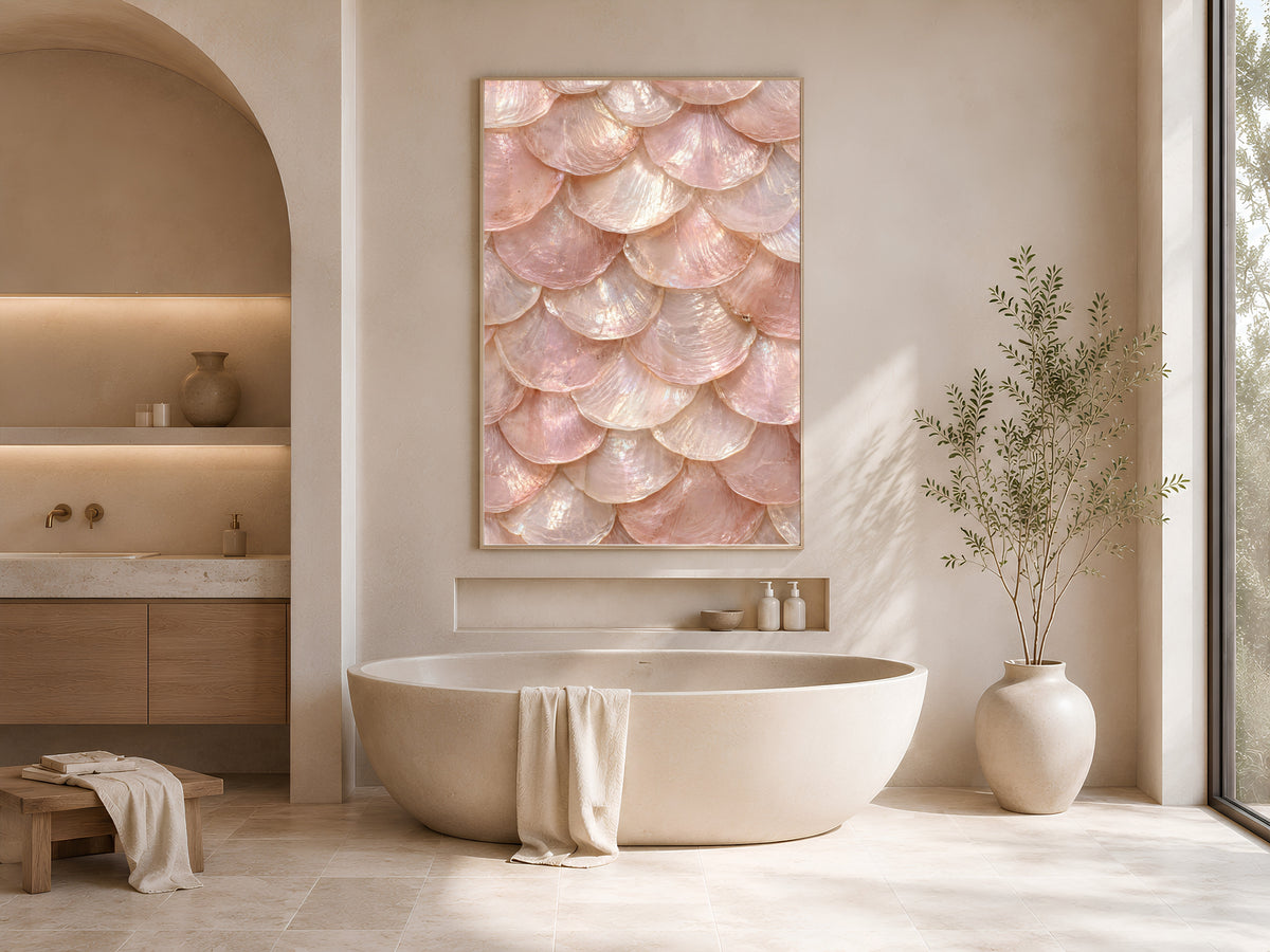 Blush Pink Capiz Shell Wall Art, Rose Quartz Mother of Pearl Print - Digital Download
