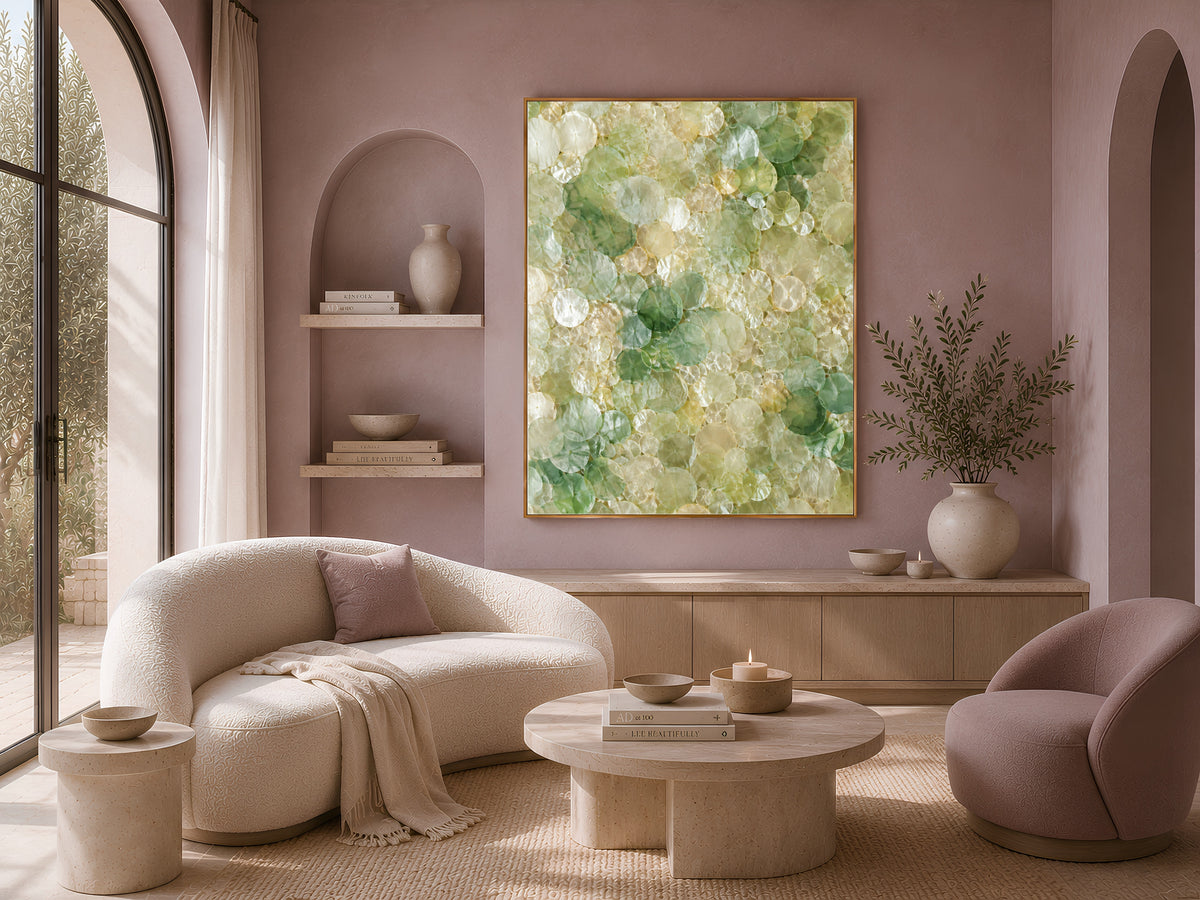 Sage Green Capiz Shell Wall Art, Jade Ombre Print - Digital Download