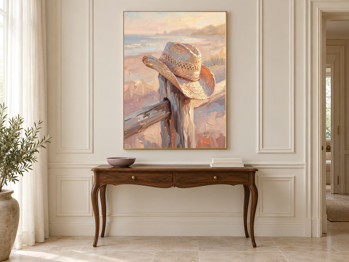 Cowboy Hat Wall Art, Impasto Oil Painting Print - Digital Download