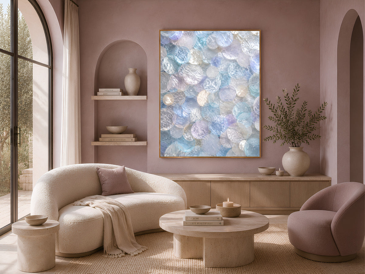 Periwinkle Capiz Shell Wall Art, Icy Blue Lilac Print - Digital Download