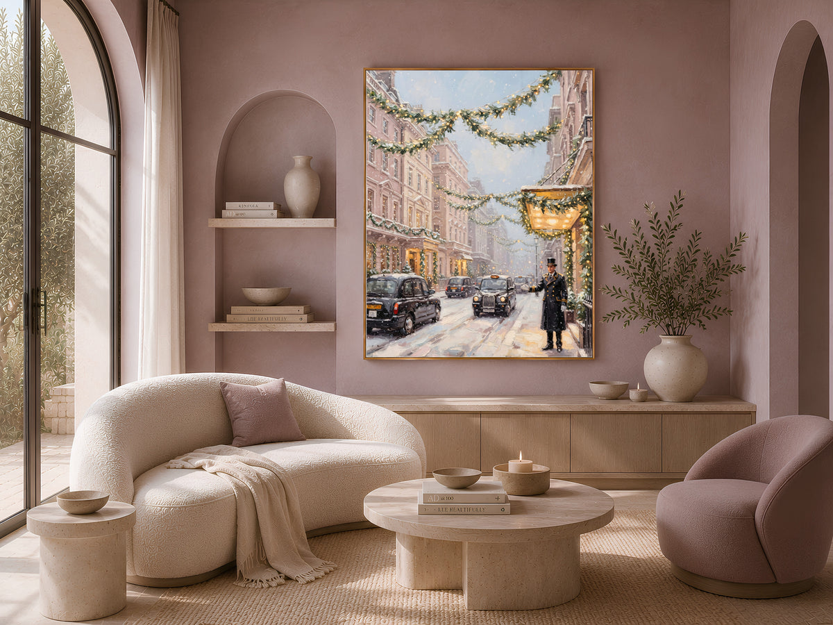 Christmas In London Wall Art, Vintage Street Scene Print - Digital Download