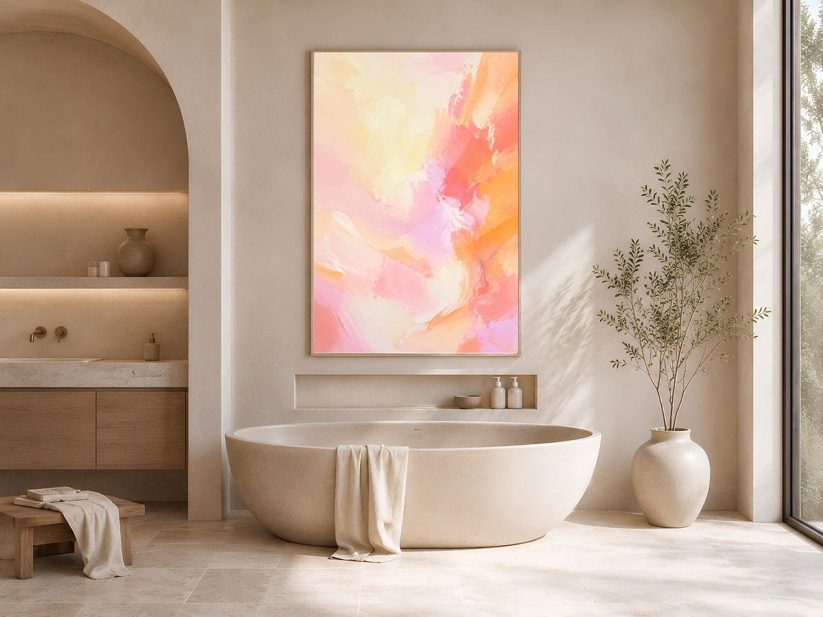 Peach Pink Abstract Wall Art, Sherbet Dopamine Decor Print - Digital Download