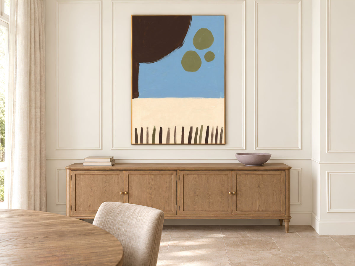 Blue and Brown Abstract Wall Art, Mid Century Modern Organic Shapes Print - Digital Download