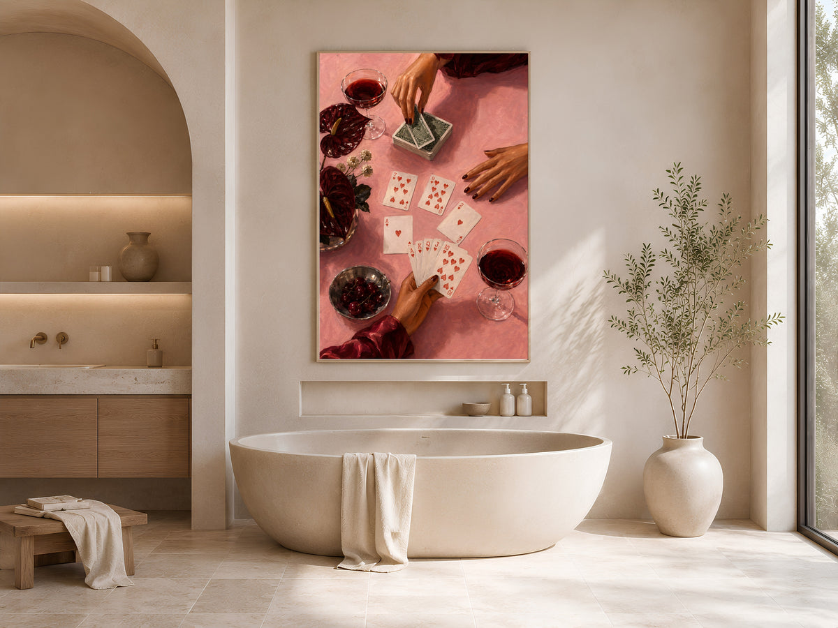 Playing Cards Wall Art, Moody Poker Night Print - Digital Download