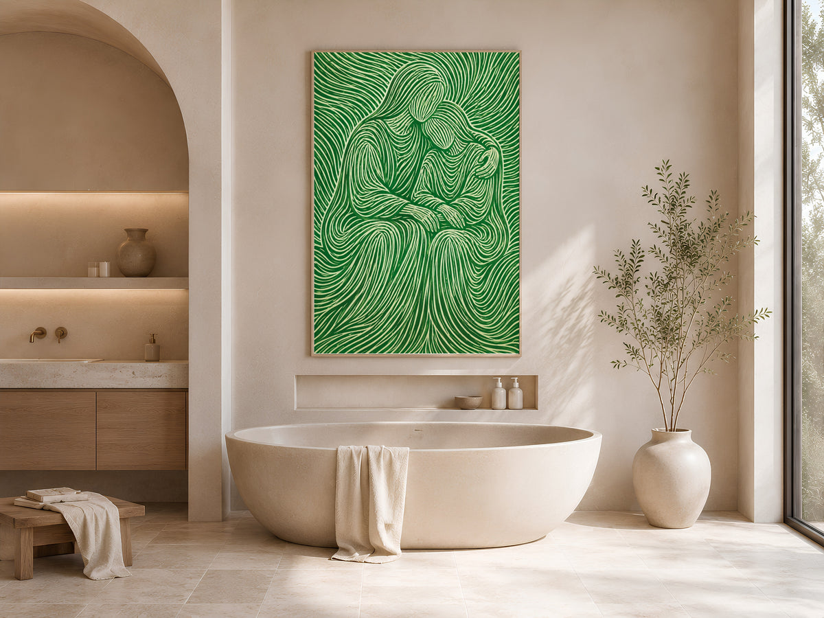Abstract Couple Embrace Wall Art - Digital Download