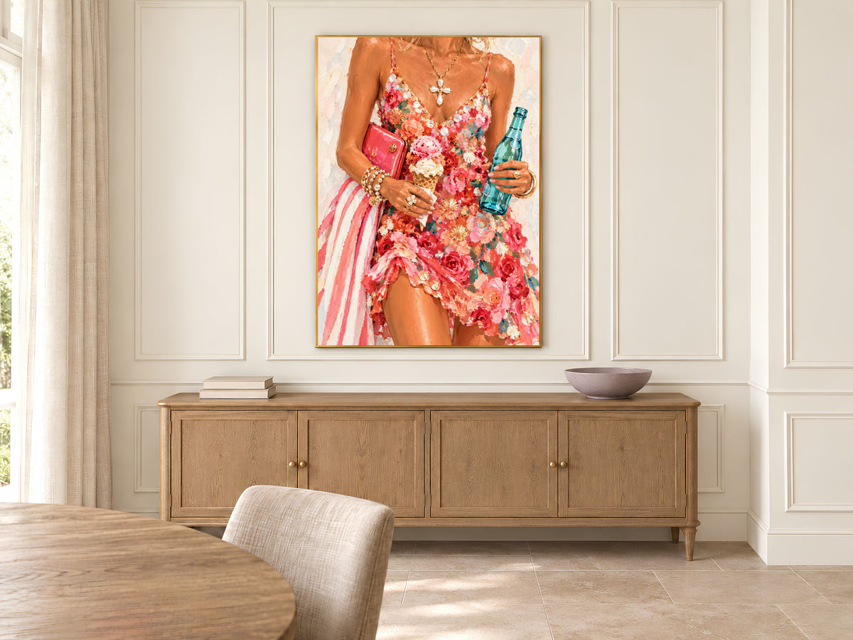 Summer Floral Dress Wall Art, Impasto Oil Painting Print - Digital Download