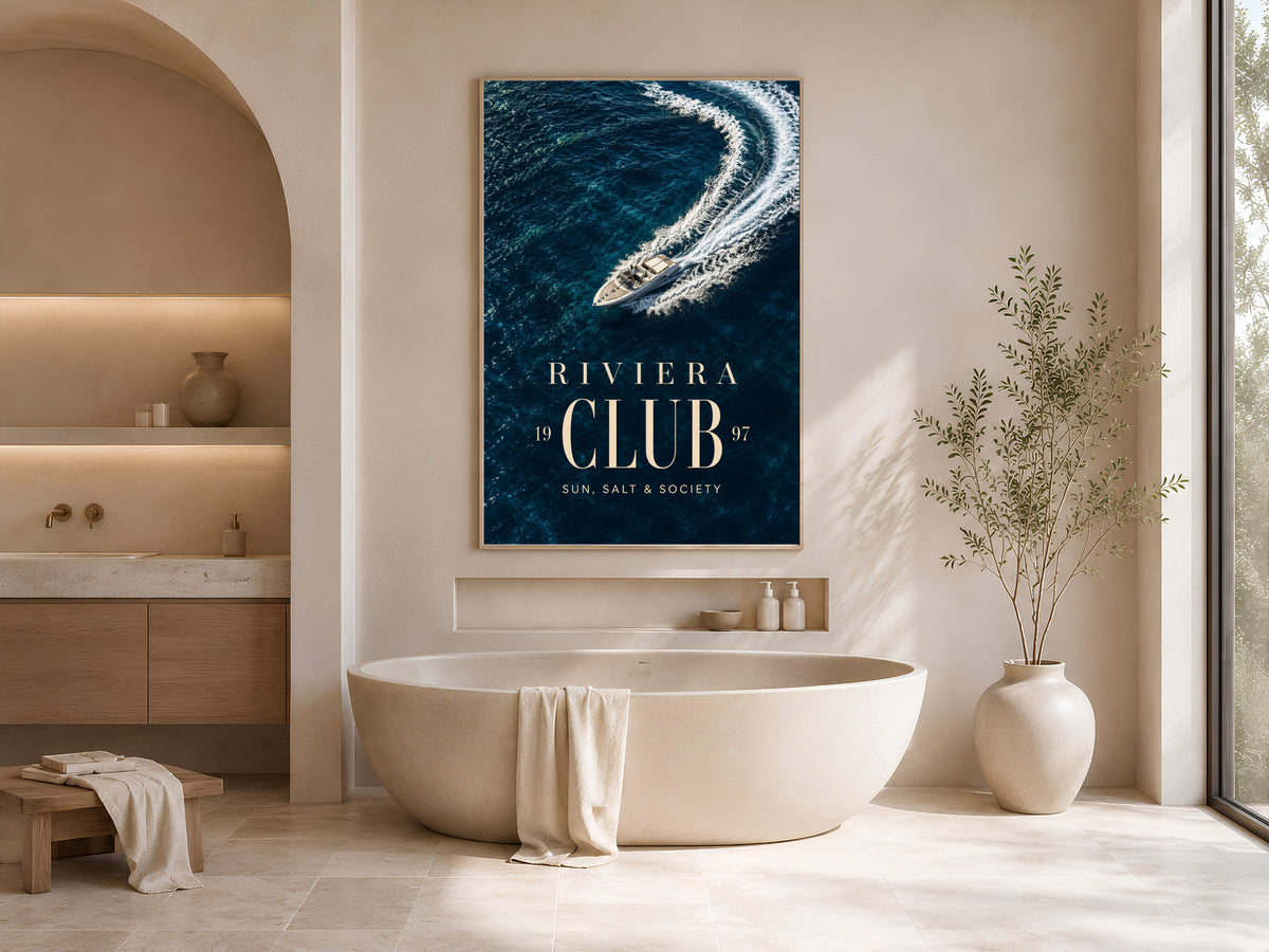 Riviera Club Yacht Poster, Old Money Aesthetic Print - Digital Download