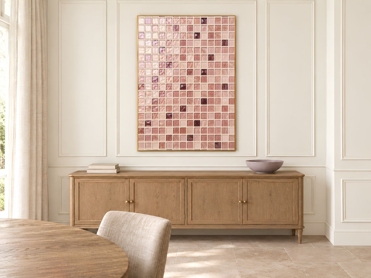 Neutral Mosaic Wall Art, Champagne Glass Tile Print - Digital Download
