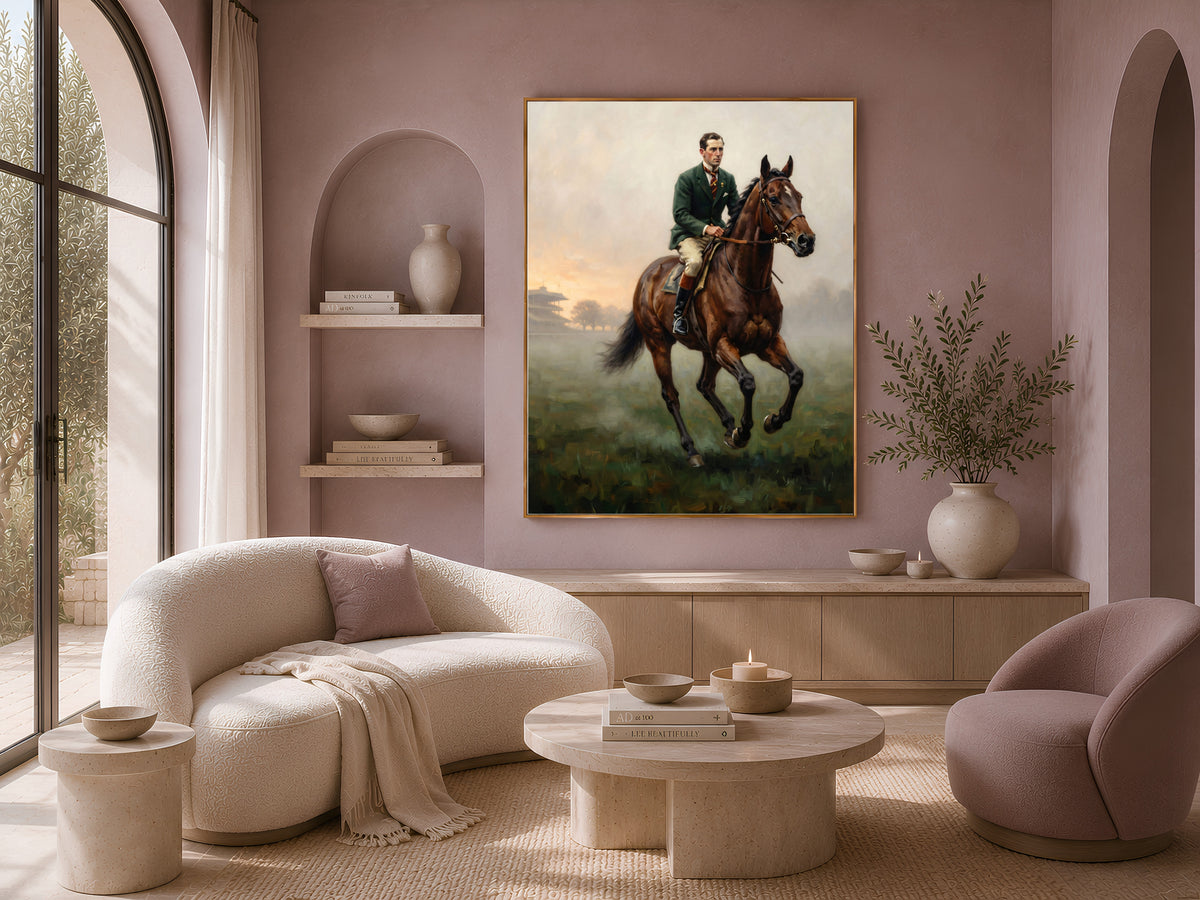 Equestrian Wall Art, Old Money Horse Racing Oil Painting - Digital Download