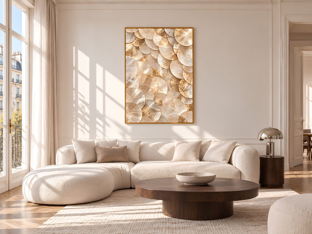 Gold Capiz Shell Print, Metallic Gold Shell Wall Art, Glam Abstract Texture Art, Printable Digital Download