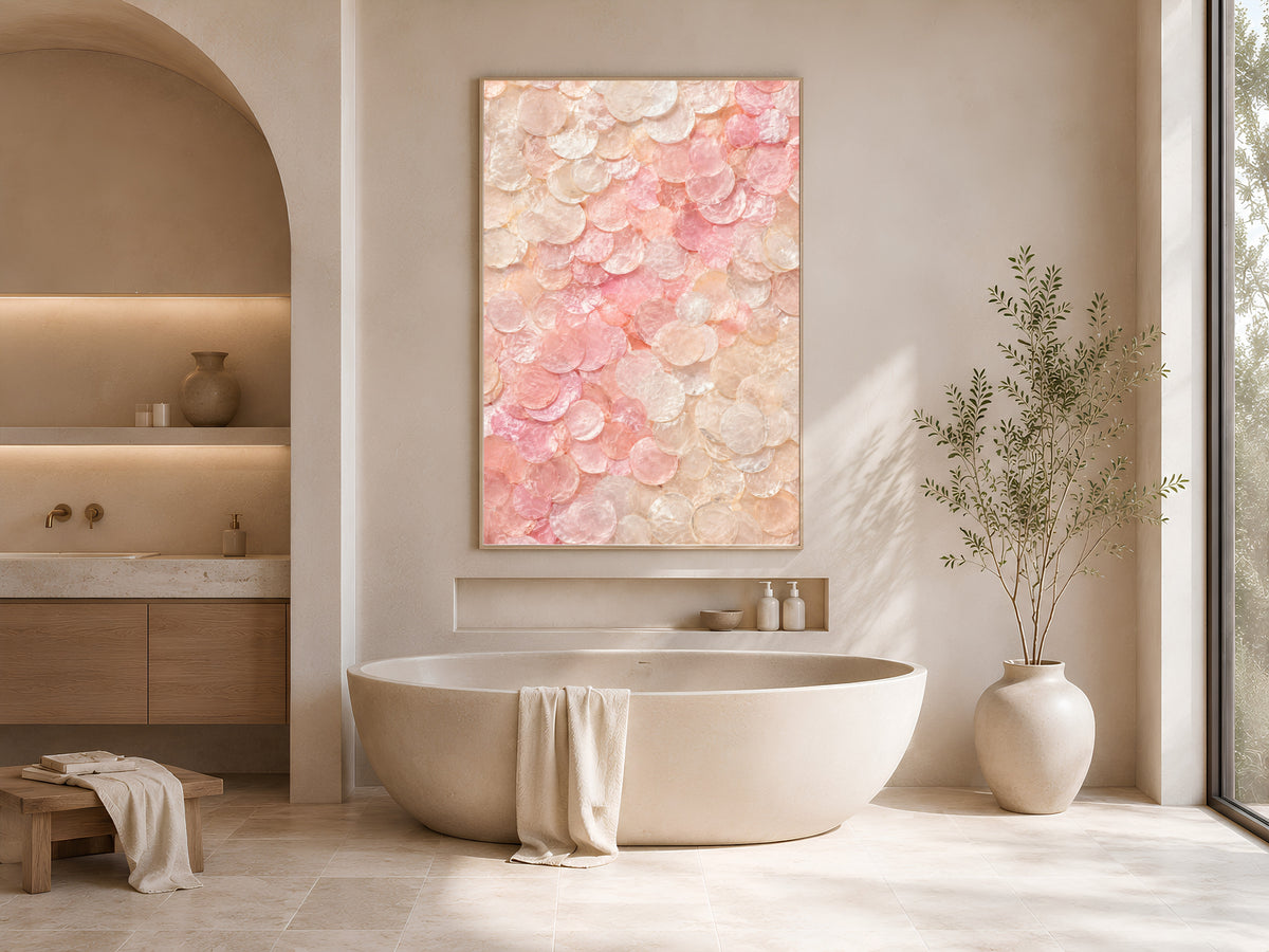 Blush Pink Wall Art, Capiz Shell Abstract Print - Digital Download