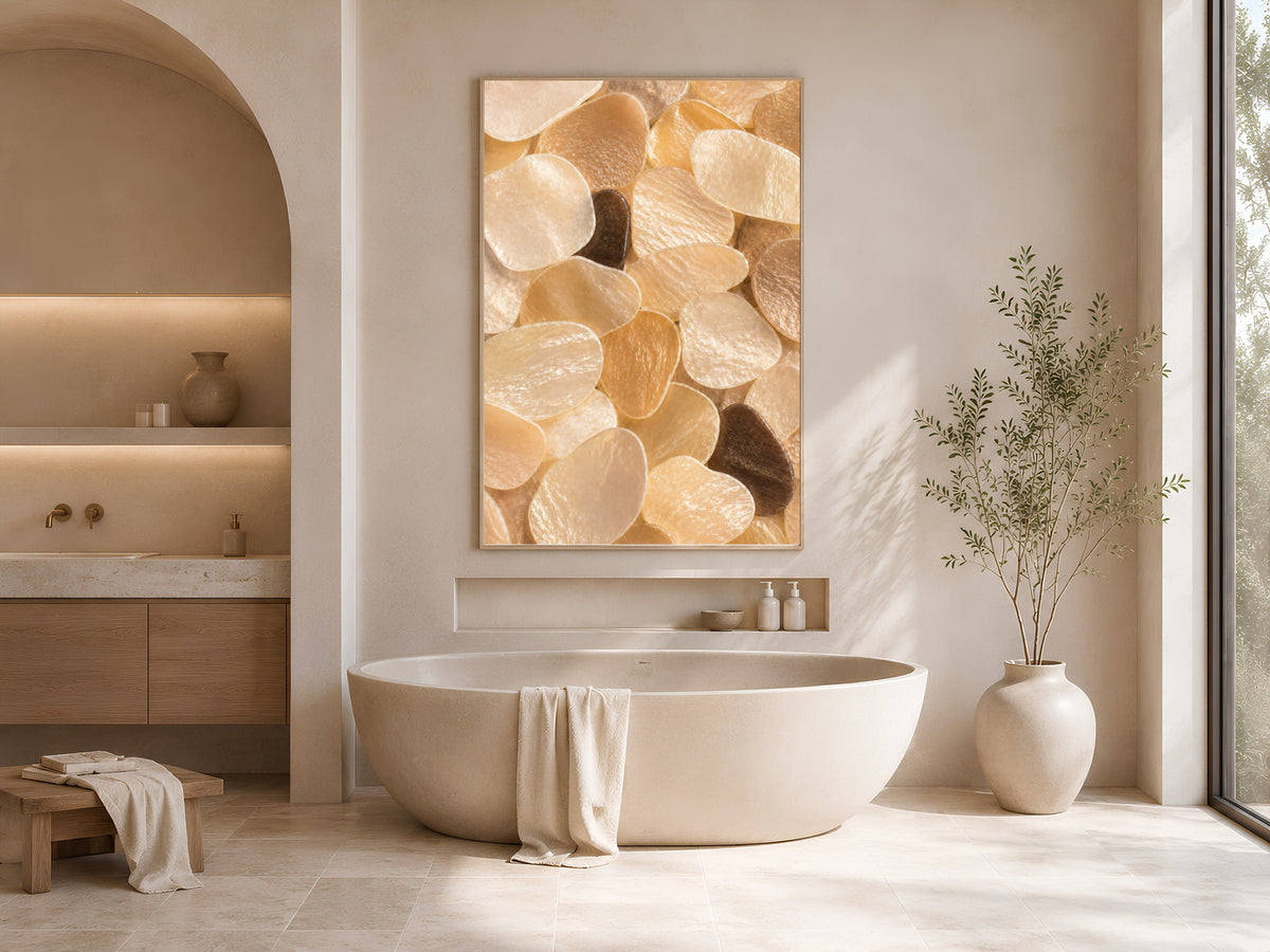 Honey Gold Capiz Shell Wall Art, Amber Espresso Accent Print - Digital Download