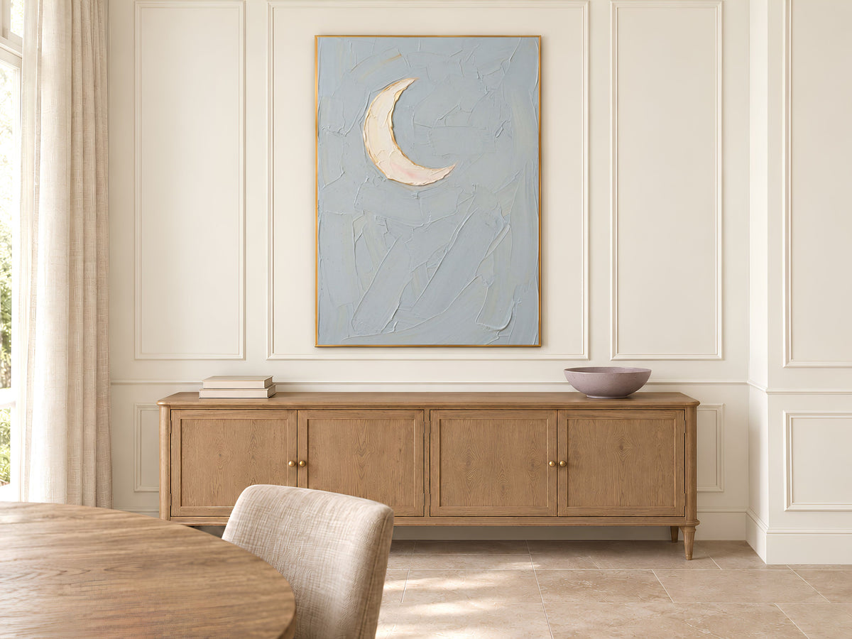 Minimalist Moon Wall Art, Impasto Oil Painting Print - Digital Download