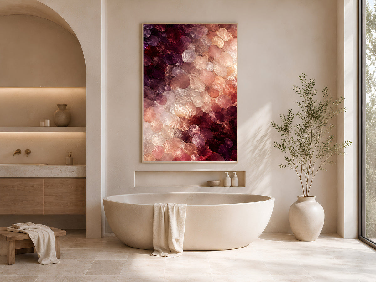 Merlot Capiz Shell Wall Art, Moody Wine Ombre Print - Digital Download