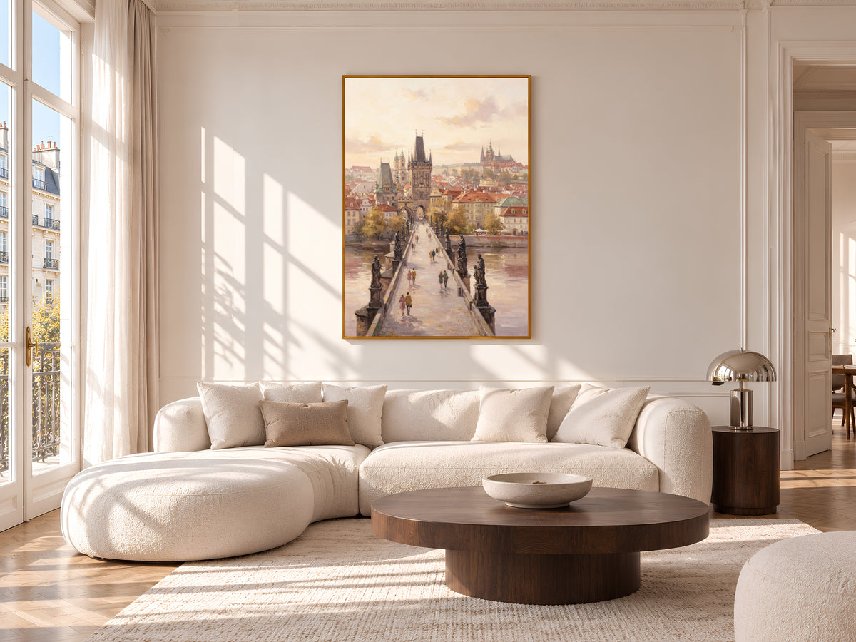 Prague Charles Bridge Painting Print, Pastel Prague Wall Art, Czech Republic City Art, Printable Digital Download