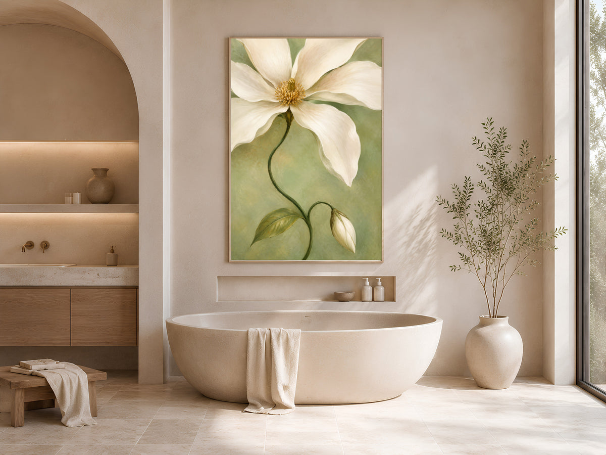Magnolia Wall Art, Sage Green Botanical Print - Digital Download