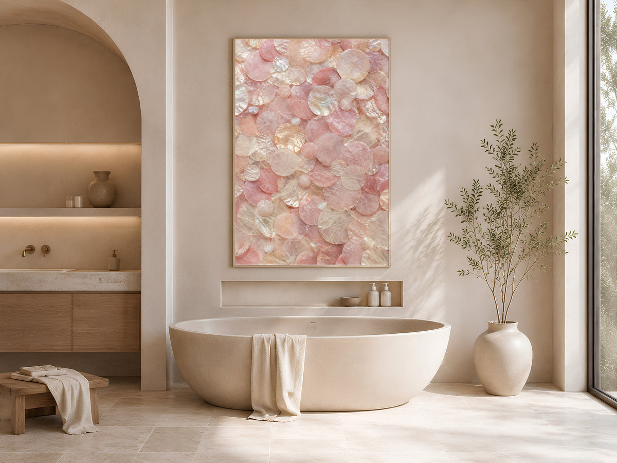 Rose Quartz Wall Art, Capiz Shell Abstract Print - Digital Download