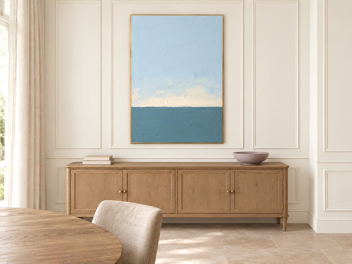 Ocean Horizon Wall Art, Impasto Oil Painting Print - Digital Download