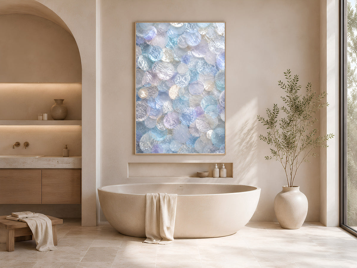 Periwinkle Capiz Shell Wall Art, Icy Blue Lilac Print - Digital Download