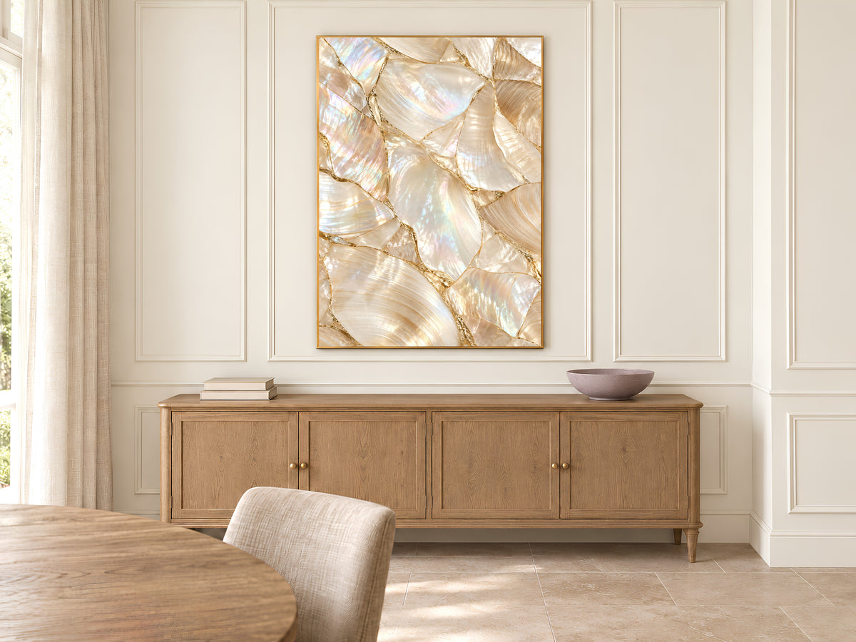 Mother of Pearl Wall Art, Iridescent Shell Print, Gold Kintsugi Coastal Decor, Pearlcore Bathroom Poster, Neutral Printable Instant Download
