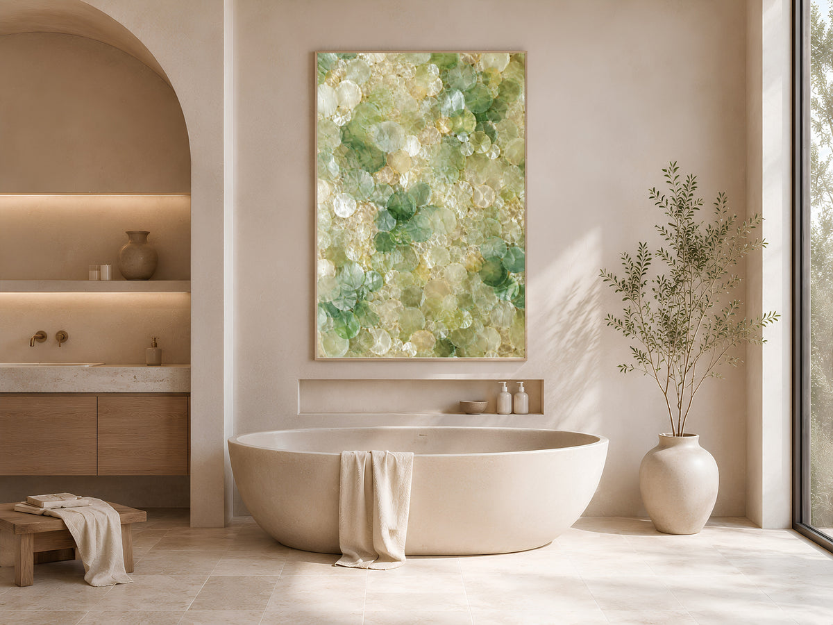 Sage Green Capiz Shell Wall Art, Jade Ombre Print - Digital Download