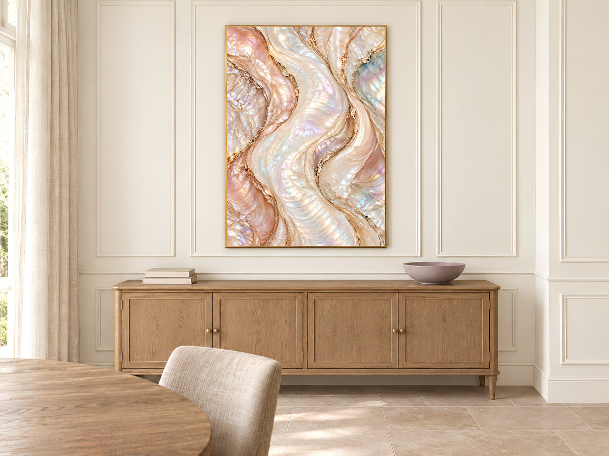 Opal Abstract Wall Art, Blush Pearl Wave Print, Rose Gold Marble Swirl, Pink Bedroom Decor, Feminine Opalescent Poster, Instant Download