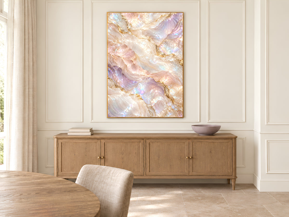 Iridescent Marble Wall Art, Holographic Pearl Print, Gold Vein Stone Texture, Pastel Rainbow Abstract, Luxe Bedroom Decor, Instant Download