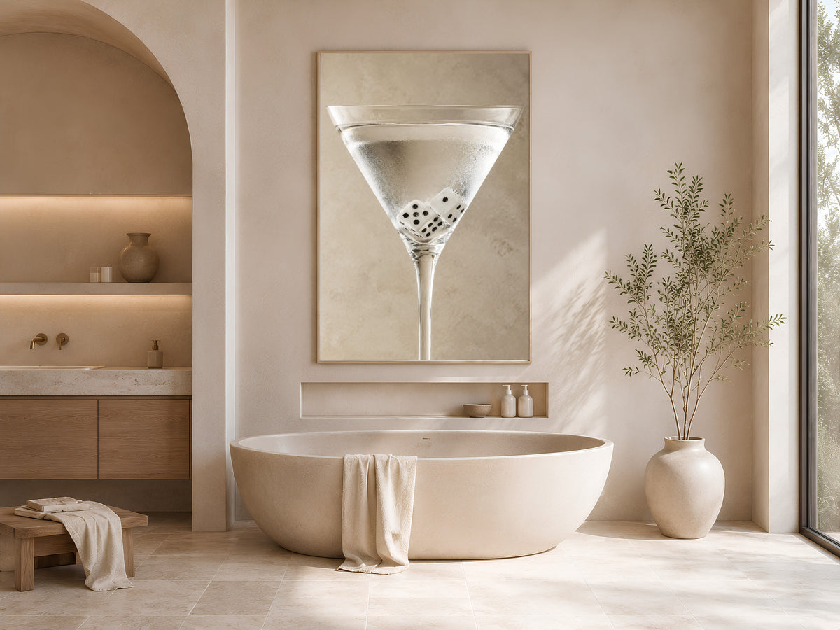Martini Wall Art, Neutral Cocktail Print, Bar Cart Decor - Digital Download