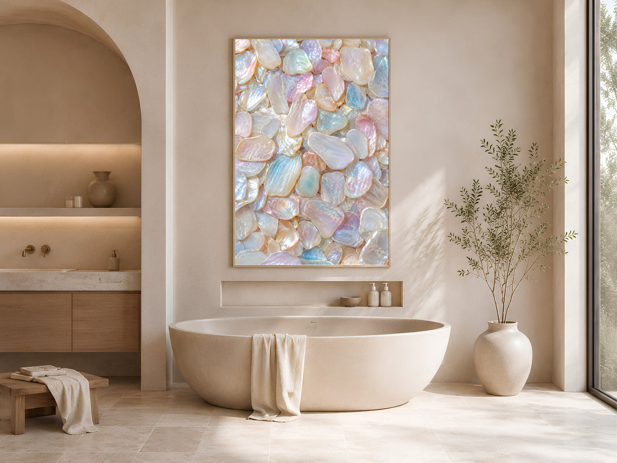 Iridescent Capiz Shell Wall Art, Opal Pearlcore Print - Digital Download