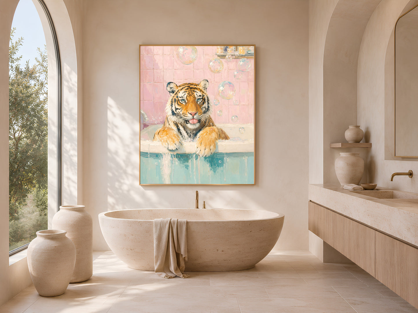 Tiger in Bathtub Wall Art - Digital Download