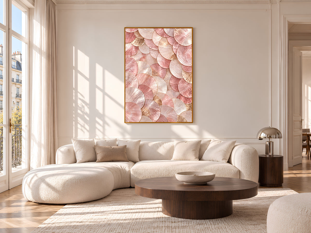 Pink Capiz Shell Print, Blush Pearl Shell Wall Art, Rose Gold Abstract Art, Printable Digital Download