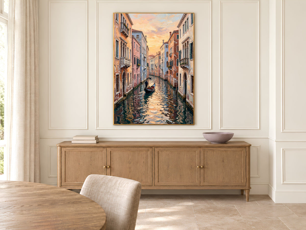 Venice Canal Wall Art, Impasto Oil Painting Print - Digital Download