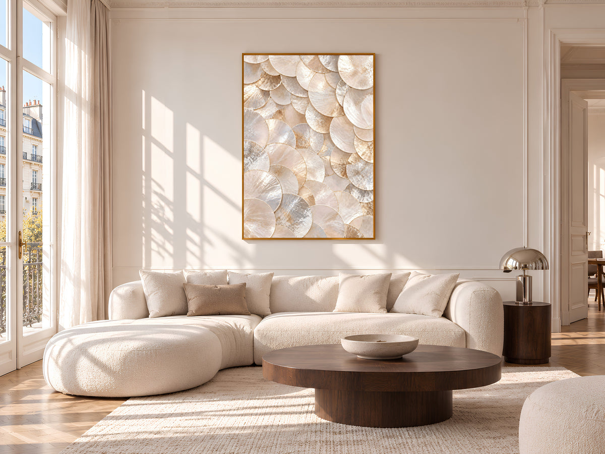 Neutral Capiz Shell Print, Champagne Pearl Shell Wall Art, Beige Abstract Texture Art, Printable Digital Download