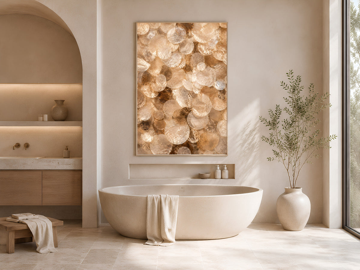 Caramel Capiz Shell Wall Art, Tortoiseshell Ombre Print - Digital Download