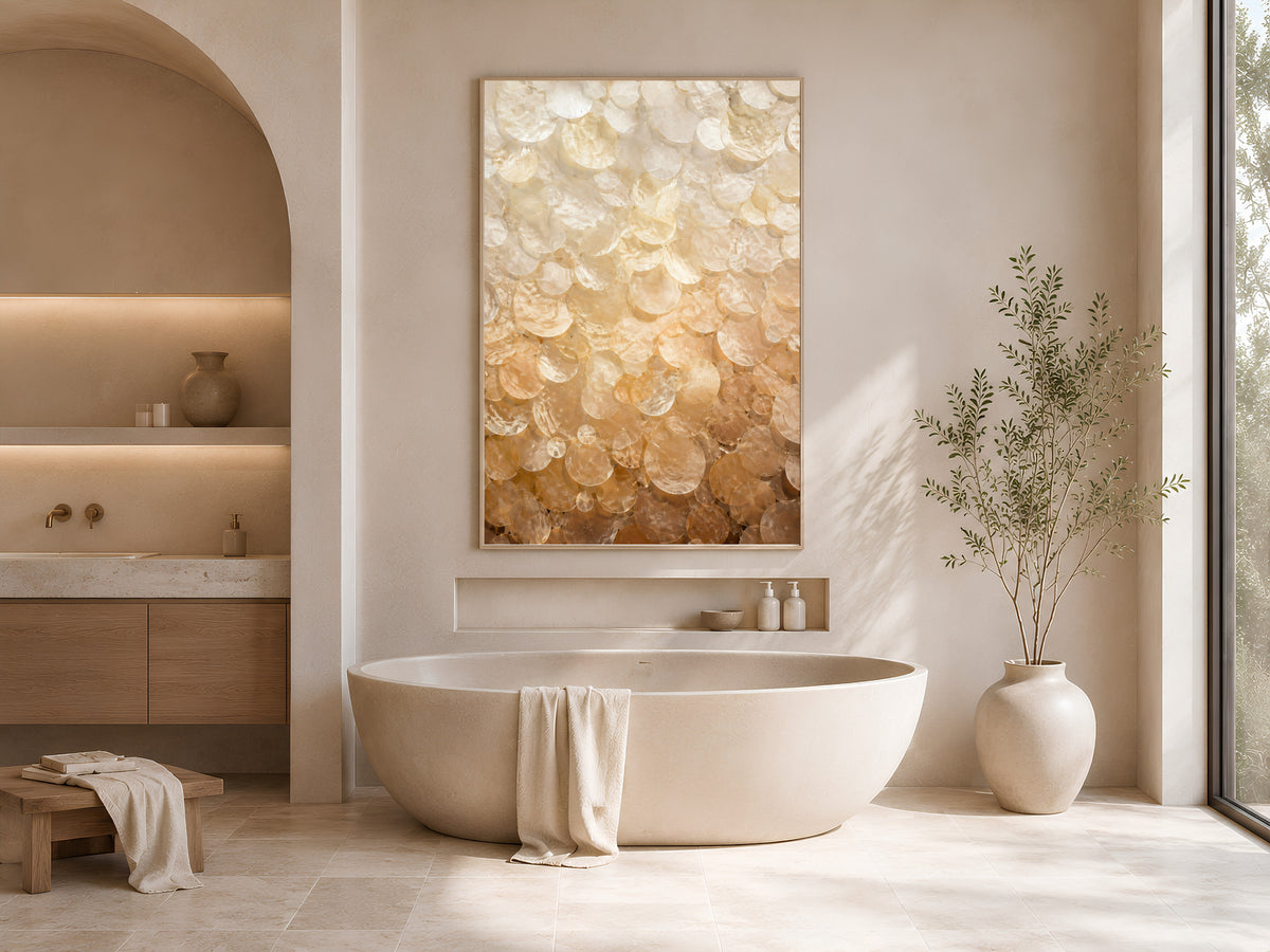 Amber Capiz Shell Wall Art, Earth Tone Ombre Print - Digital Download