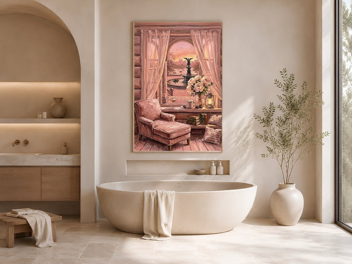 Bethesda Fountain Print, Central Park Sunset Wall Art - Digital Download