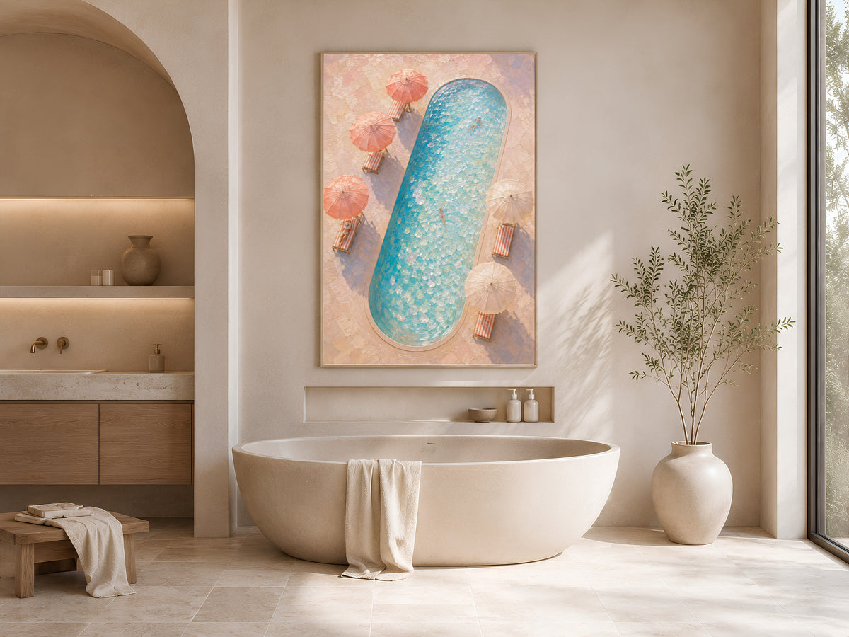 Aerial Swimming Pool Wall Art, Coastal Riviera Print - Digital Download