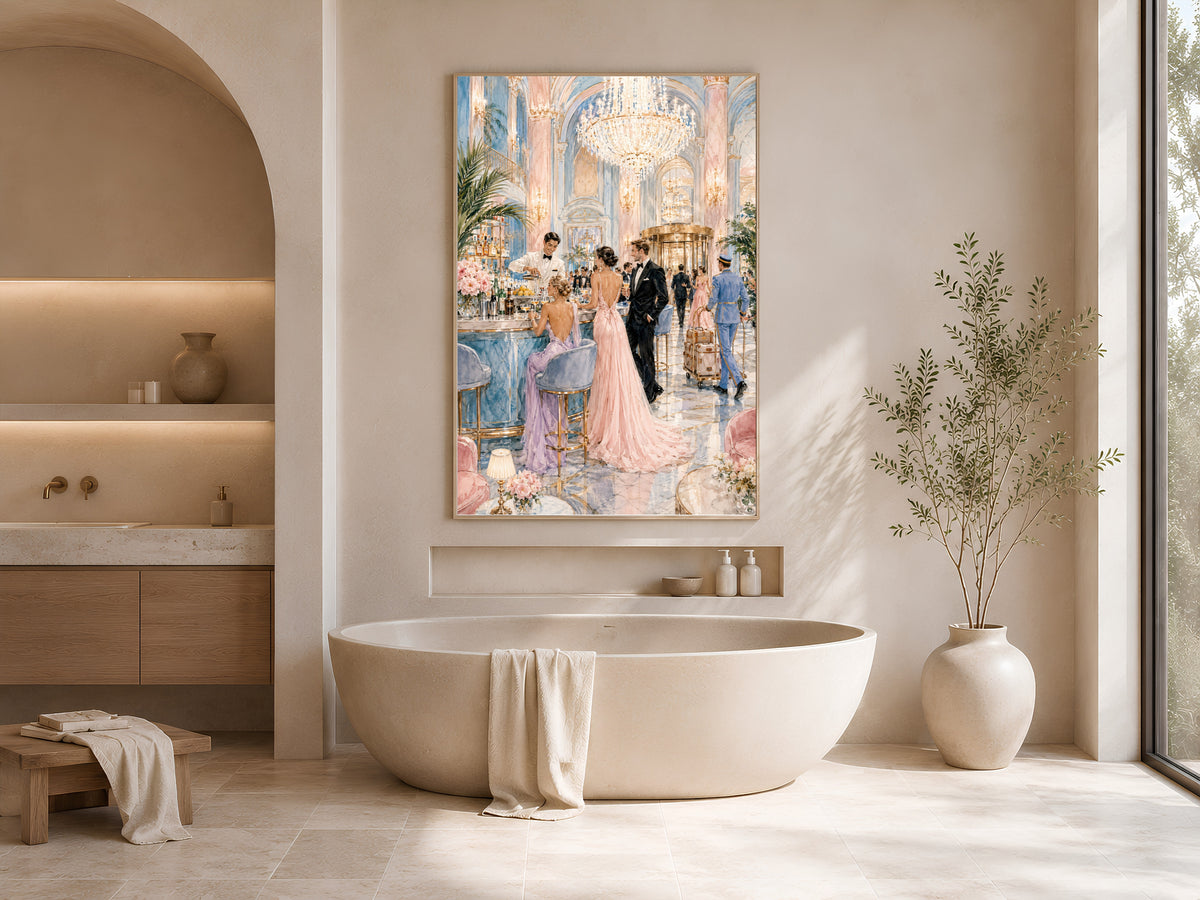 Grand Hotel Lobby Wall Art, Old Money Aesthetic Print - Digital Download