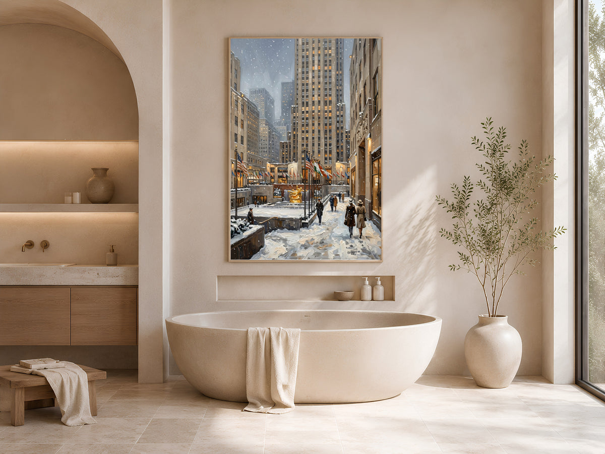 New York Winter Wall Art, Snowy NYC Print - Digital Download
