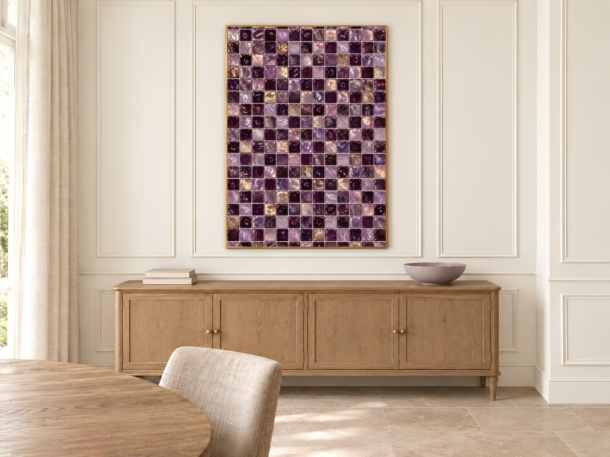 Purple Mosaic Wall Art, Lavender Glass Tile Print - Digital Download