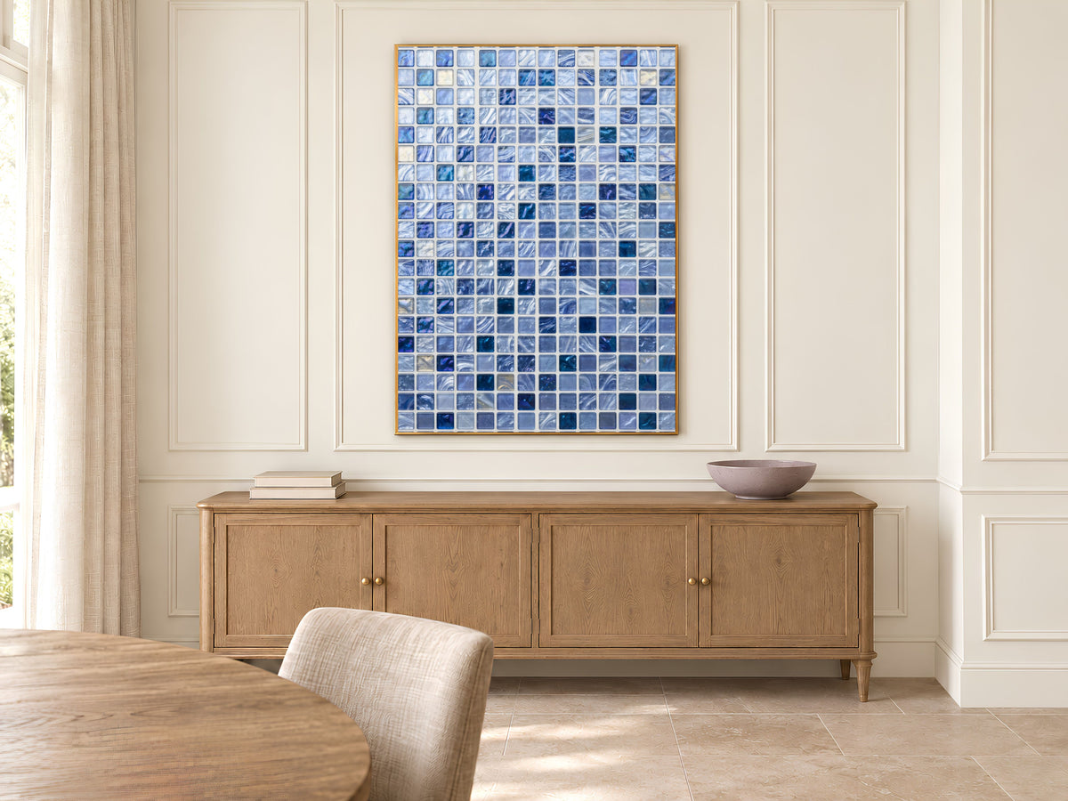 Blue Mosaic Wall Art, Icy Periwinkle Glass Tile Print - Digital Download