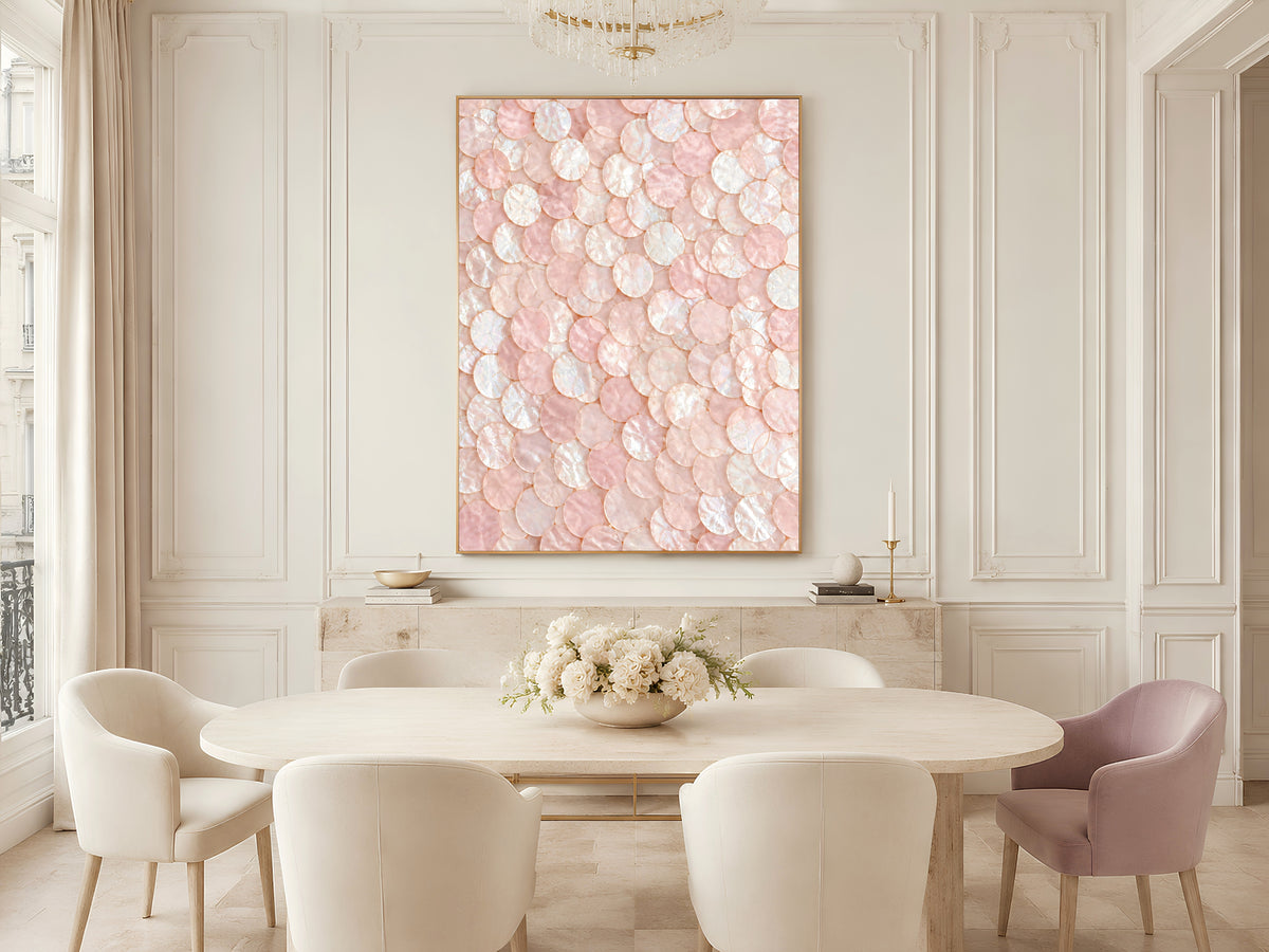 Blush Pink Capiz Shell Wall Art, Soft Pastel Coastal Print - Digital Download