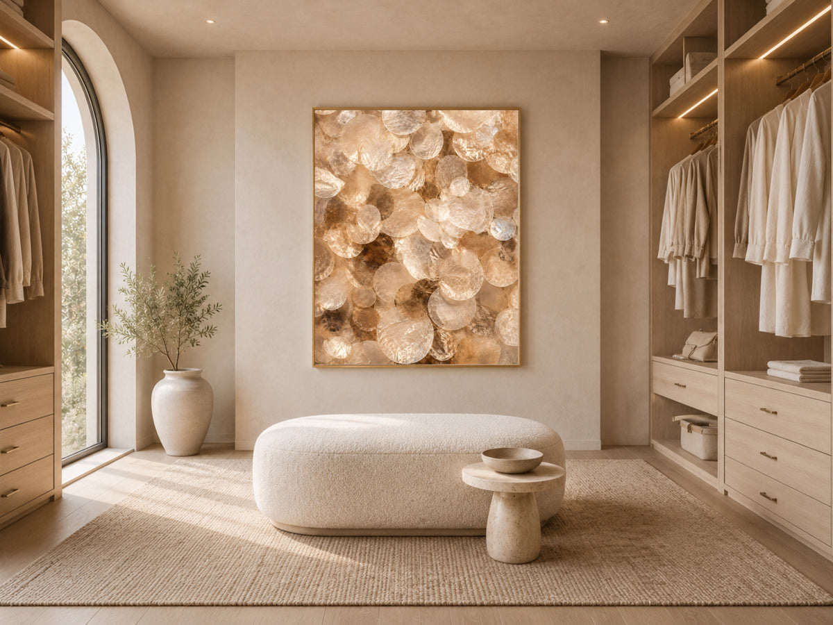 Caramel Capiz Shell Wall Art, Tortoiseshell Ombre Print - Digital Download