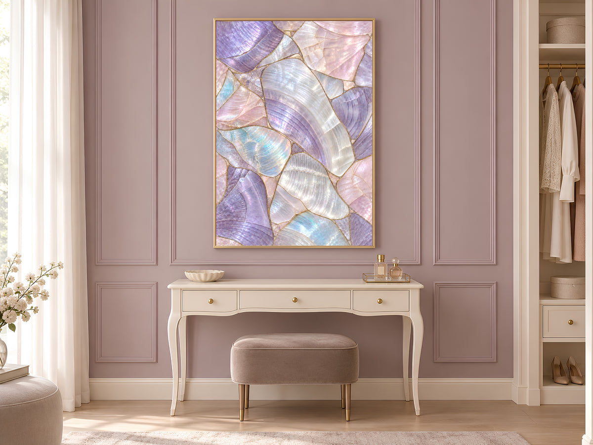 Lilac Mother of Pearl Wall Art, Purple Iridescent Shell Print, Pastel Opal Mosaic, Girly Bedroom Decor, Mermaidcore Poster, Instant Download