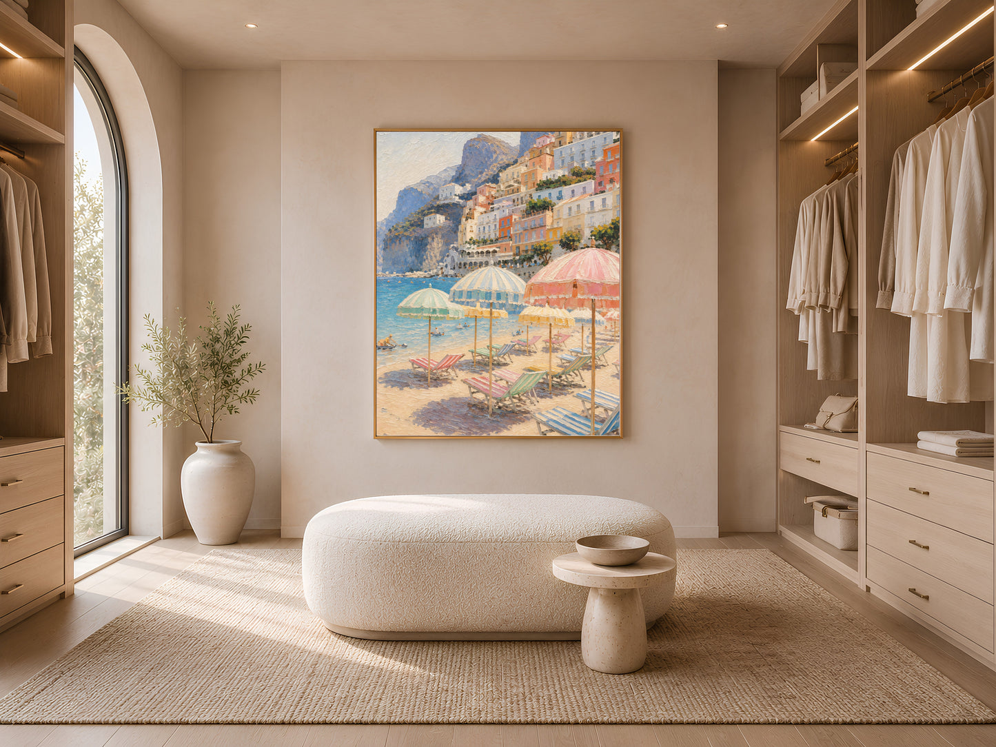 Coral Beach Umbrella Art - Digital Download