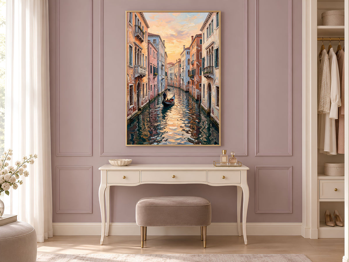 Venice Canal Wall Art, Impasto Oil Painting Print - Digital Download