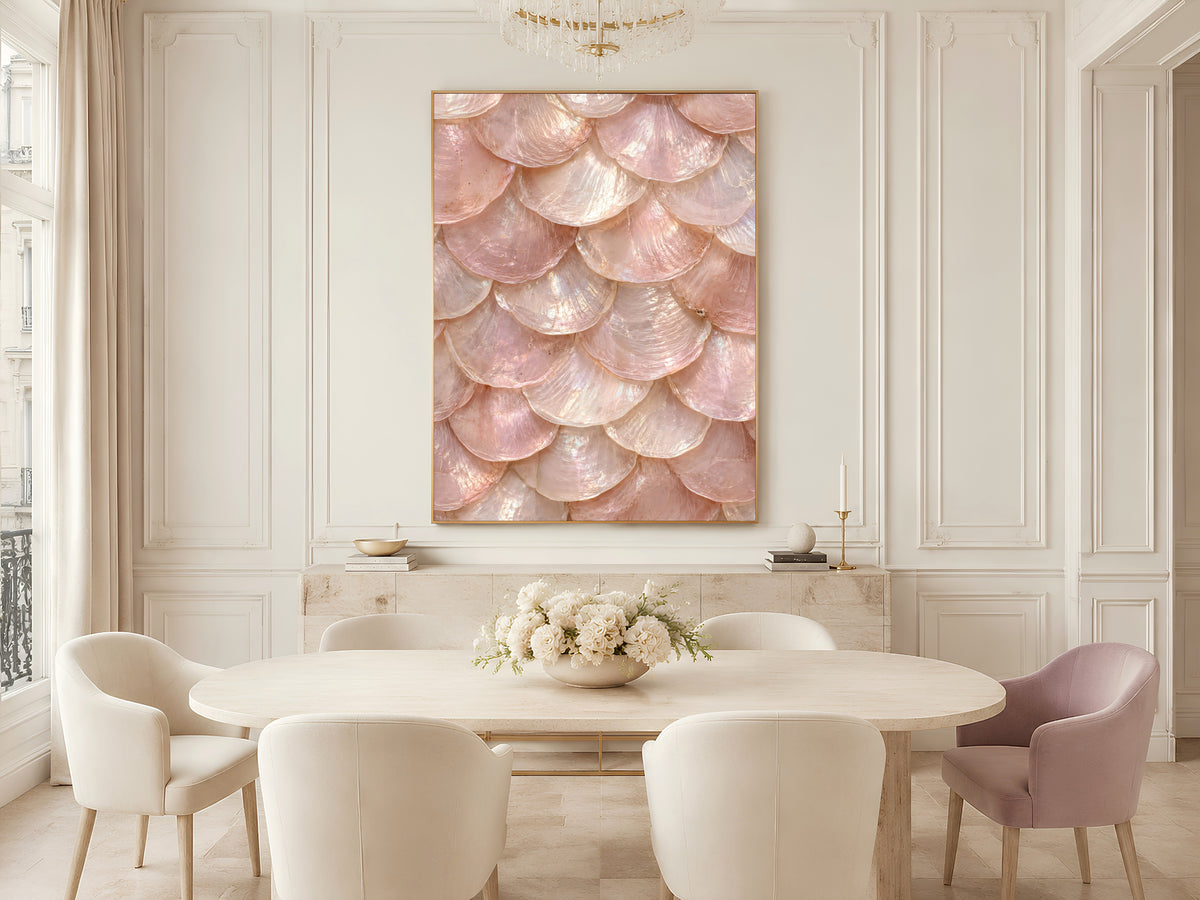 Blush Pink Capiz Shell Wall Art, Rose Quartz Mother of Pearl Print - Digital Download