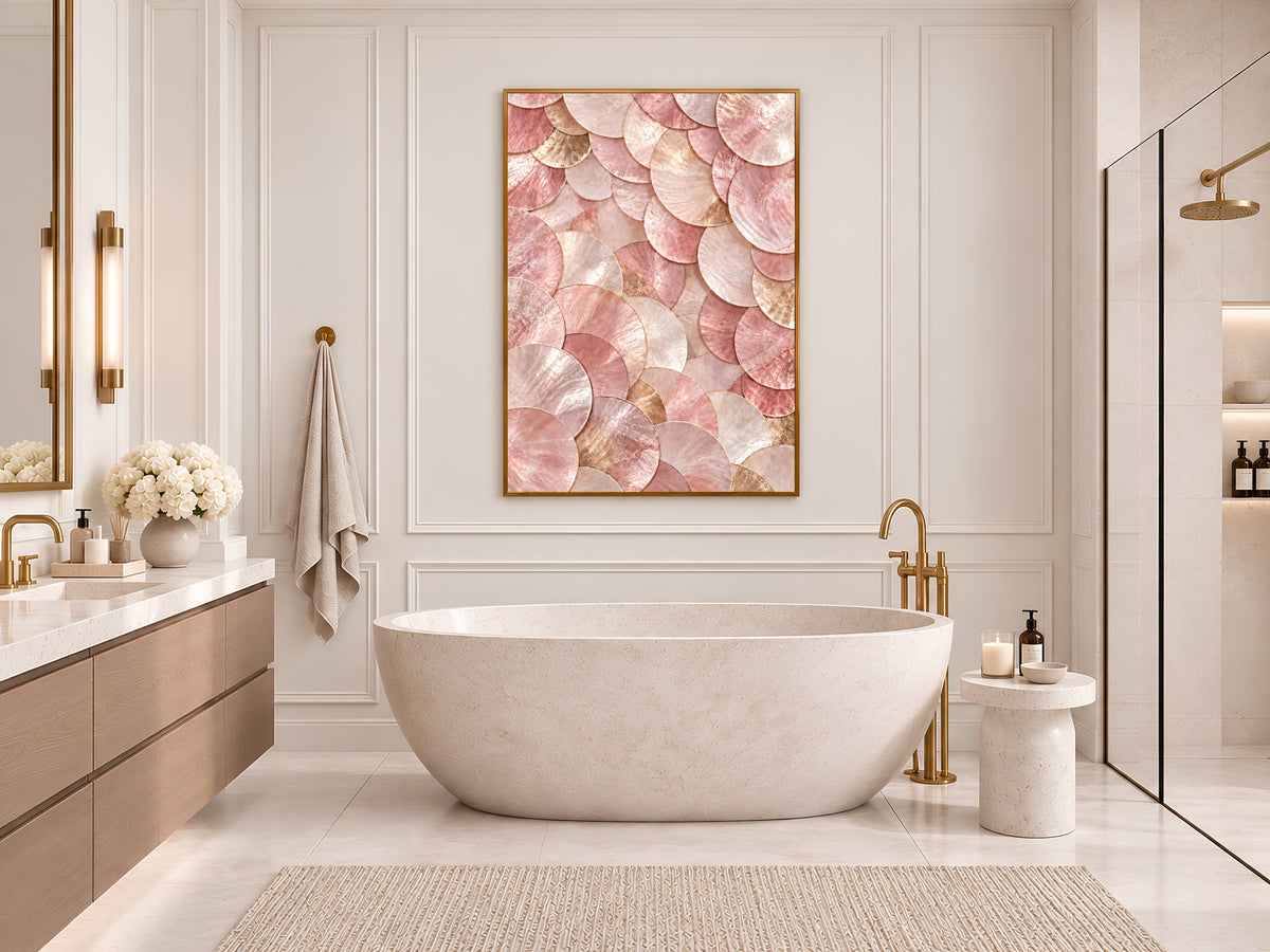 Pink Capiz Shell Print, Blush Pearl Shell Wall Art, Rose Gold Abstract Art, Printable Digital Download